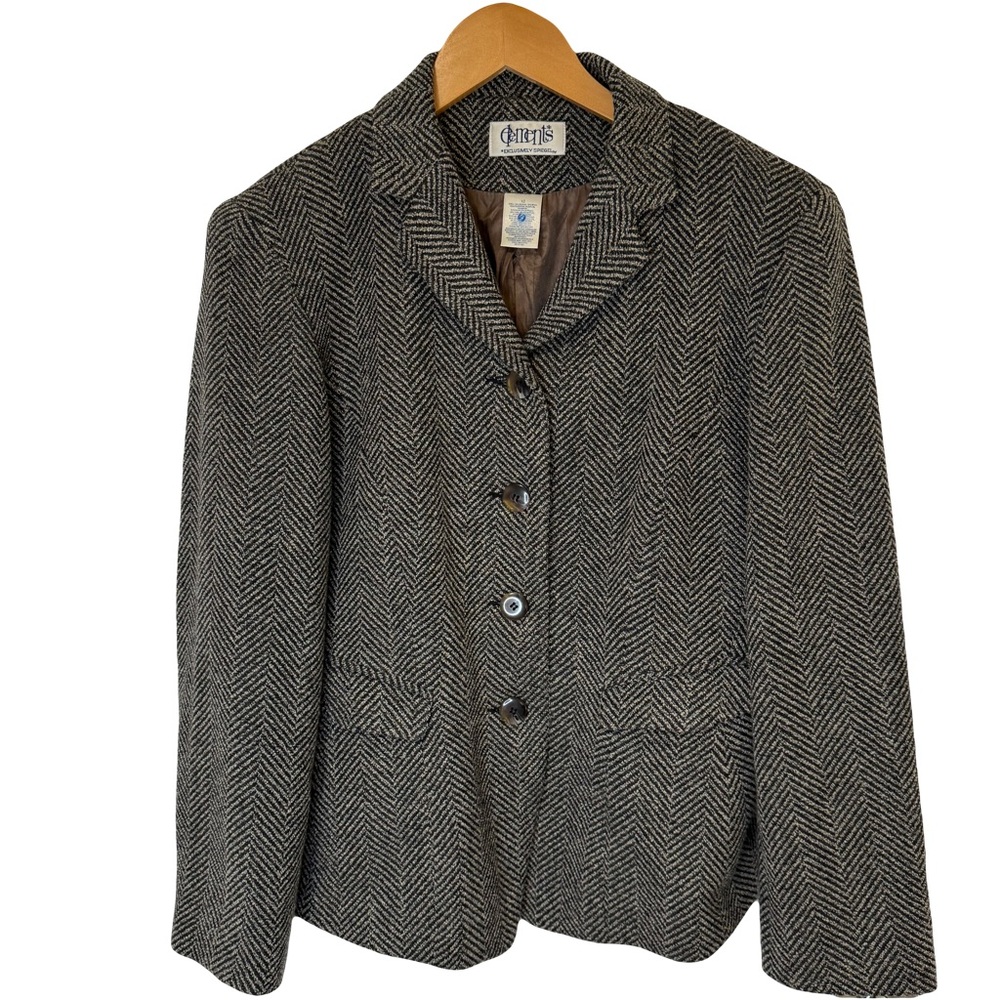 Vintage Elements Cropped Blazer Wool Tweed Size 12